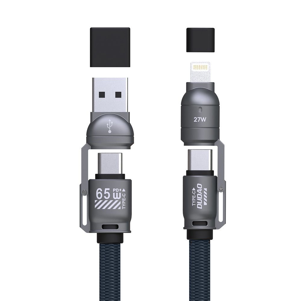 Dudao L20Max 65 W 4 viename laidas su dirželiu, USB-C į USB-C su Lightning ir USB-A adapteriais – mėlynas - Image 3