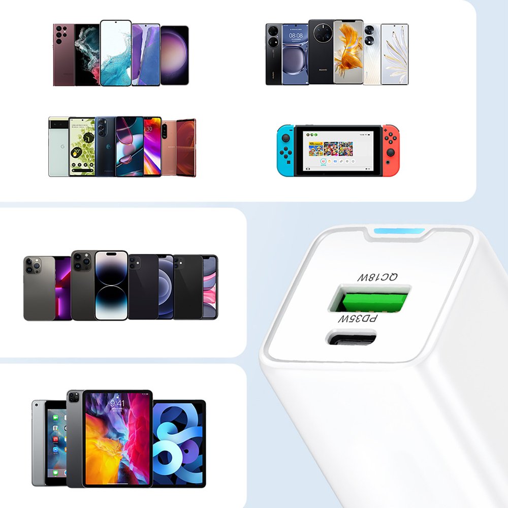 Wozinsky WWC-35W GaN USB-A + USB-C sieninis įkroviklis – baltas - Image 10