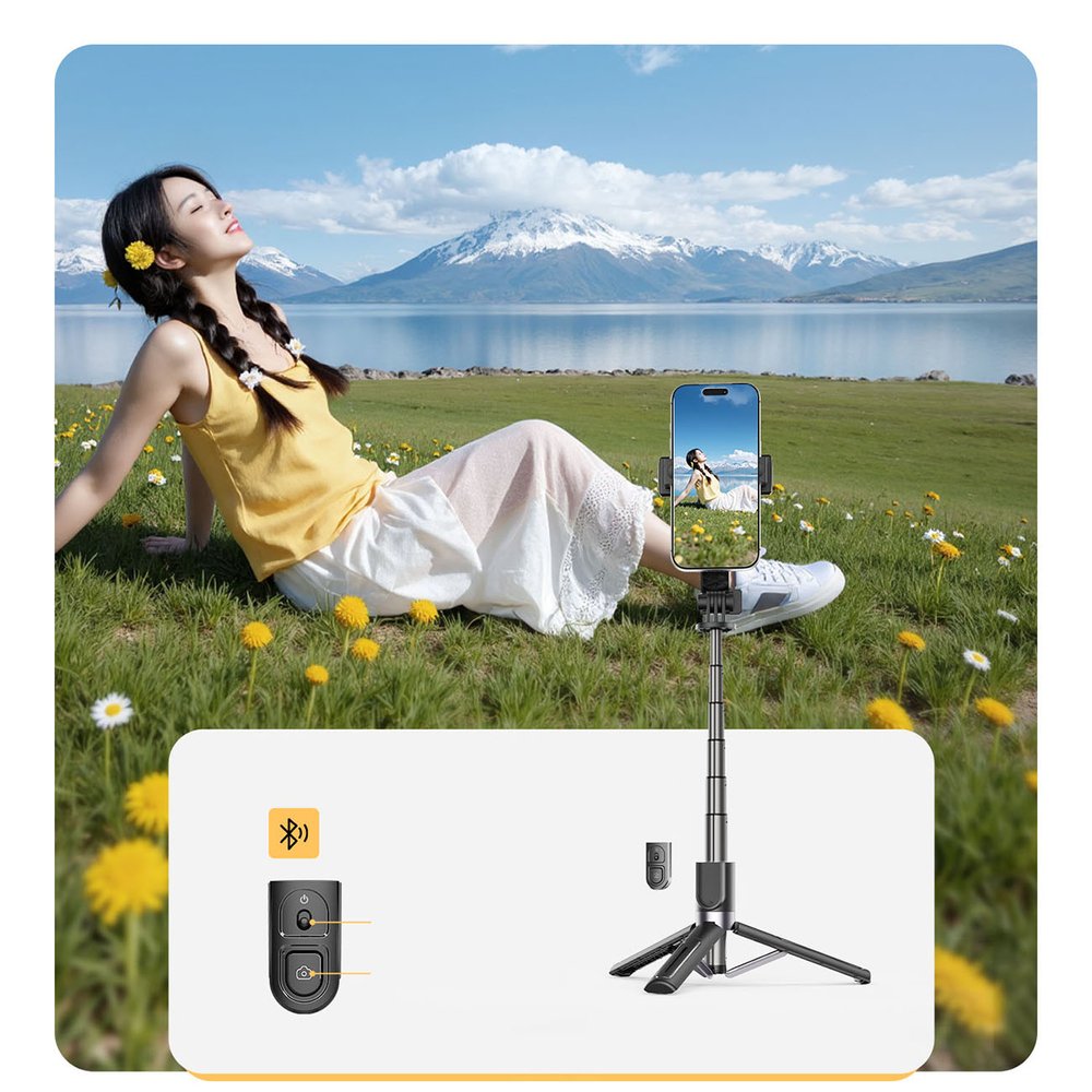 Orico SPV90 aliumininė mini asmenukių lazda su trikoju, Bluetooth ir 360° pasukimu – juoda - Image 5