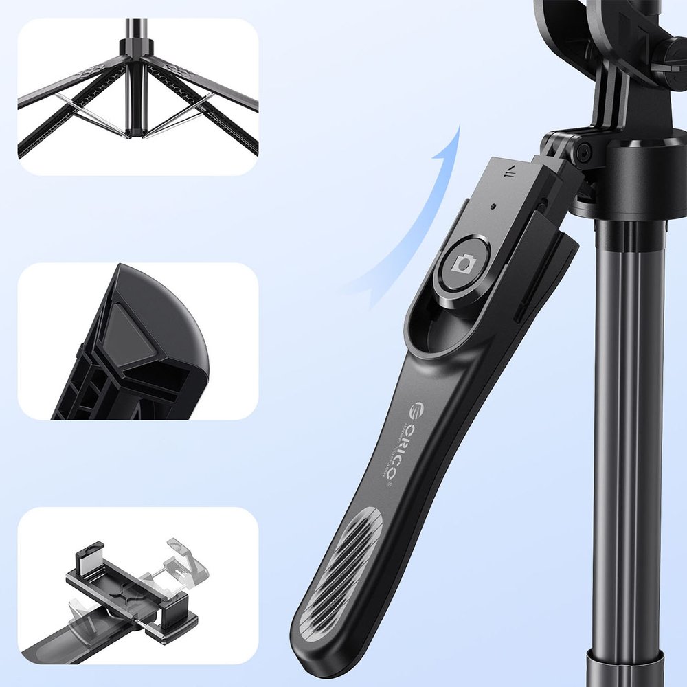 Orico SPN185 asmenukių lazda su 1/4” trikoju, telefonui ir kamerai, Bluetooth 5.2, 360° pasukimas – juoda - Image 13