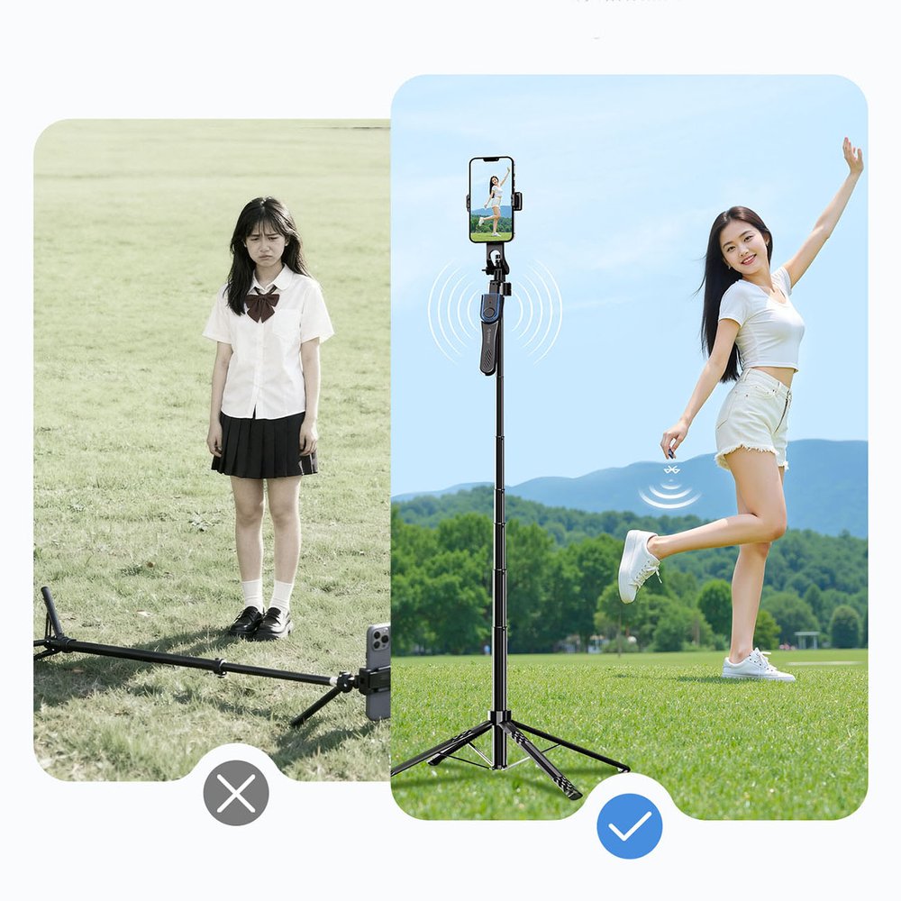 Orico SPN185 asmenukių lazda su 1/4” trikoju, telefonui ir kamerai, Bluetooth 5.2, 360° pasukimas – juoda - Image 2
