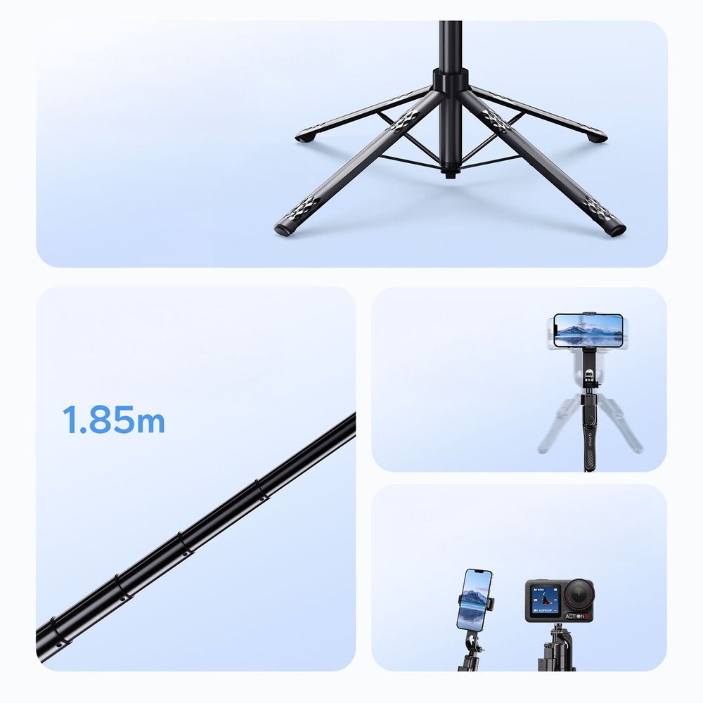Orico SPN185 asmenukių lazda su 1/4” trikoju, telefonui ir kamerai, Bluetooth 5.2, 360° pasukimas – juoda - Image 4