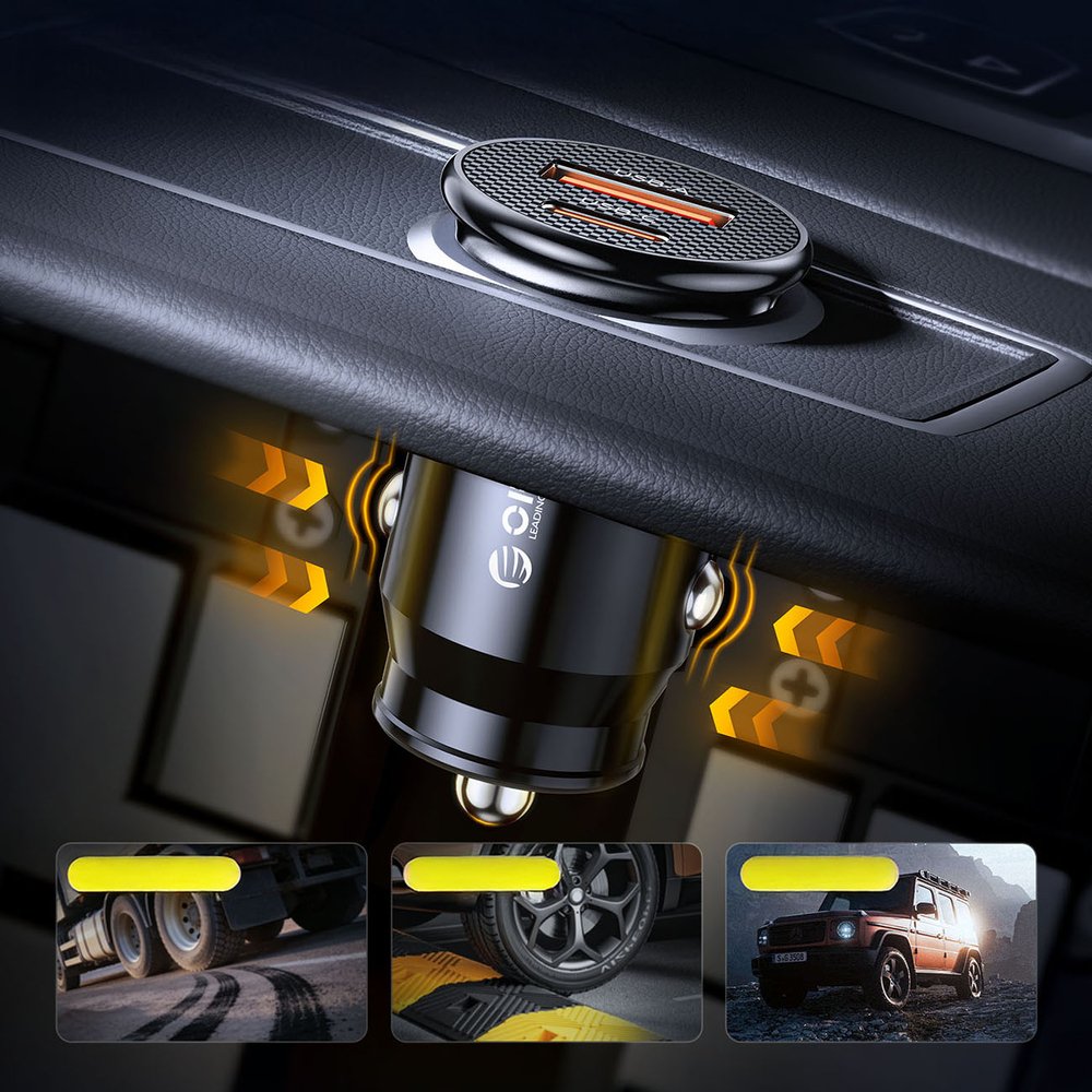 Orico PowerMini 30 W USB-C + USB-A automobilinis įkroviklis – juodas - Image 7