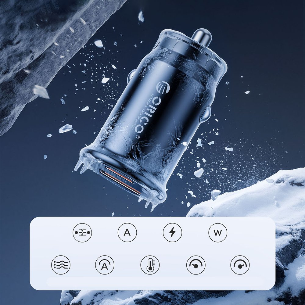 Orico PowerMini 30 W USB-C + USB-A automobilinis įkroviklis – juodas - Image 8