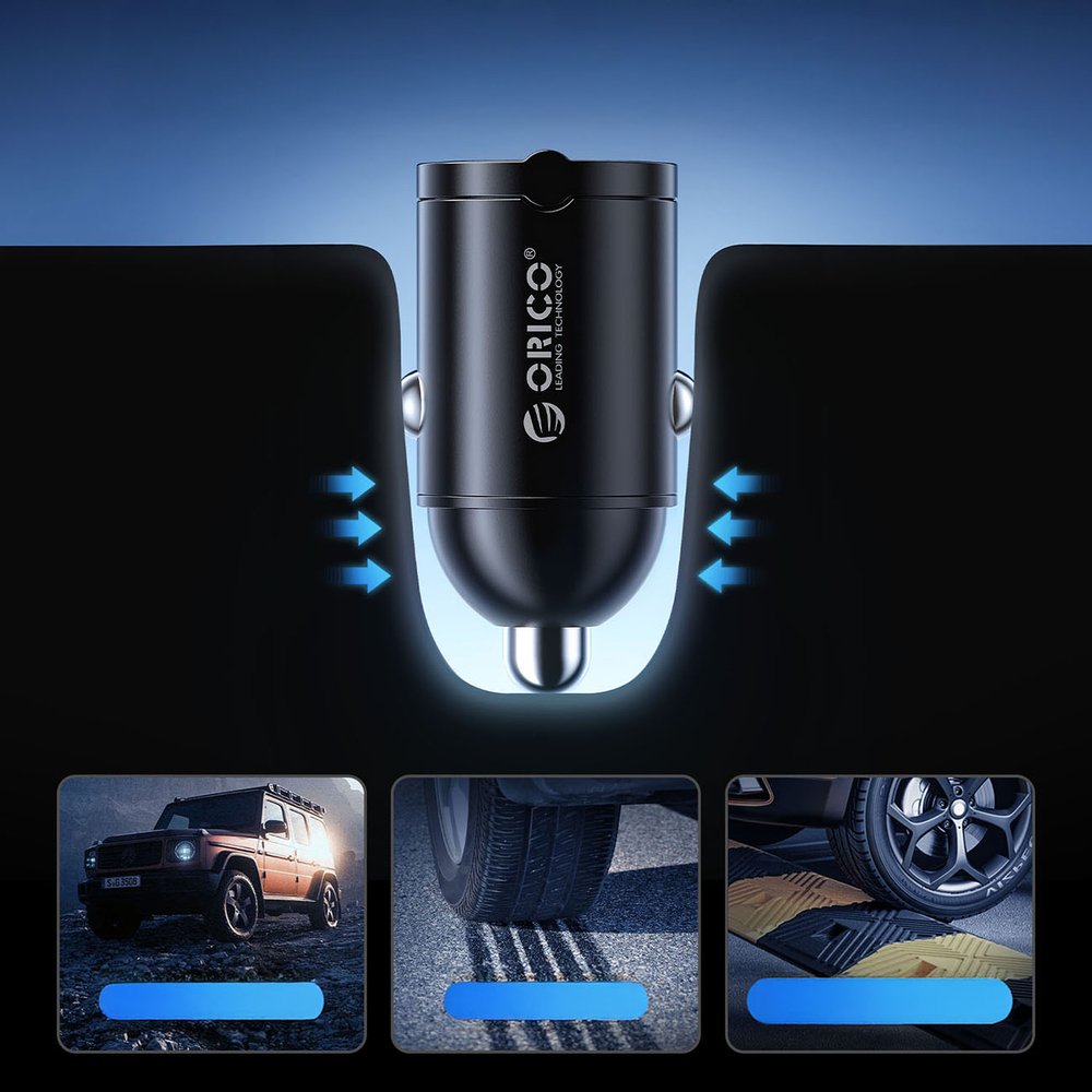 Orico MiniRing 30 W automobilinis įkroviklis su 2×USB-C – juodas - Image 10