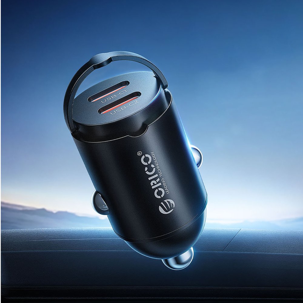 Orico MiniRing 30 W automobilinis įkroviklis su 2×USB-C – juodas - Image 3