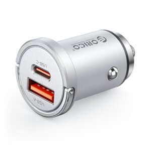 Orico MiniRing Pro 45W USB-A + USB-C Car Charger - Silver