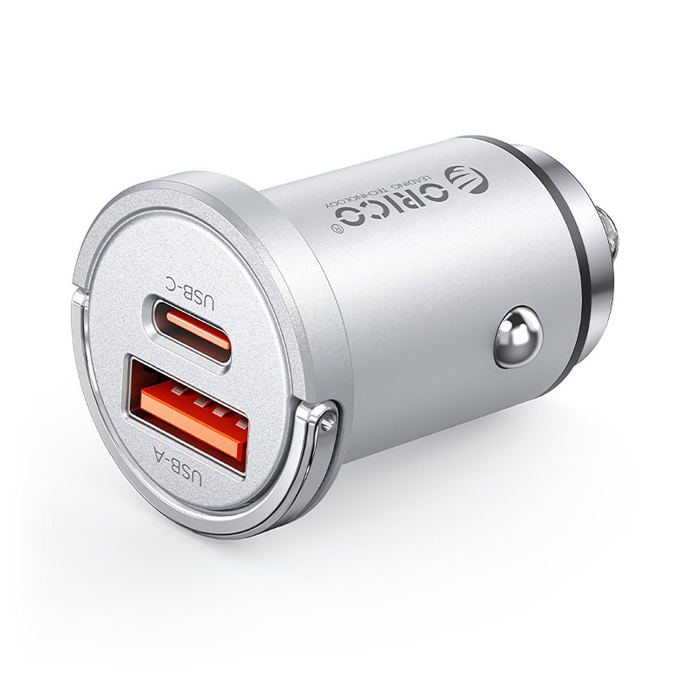 Orico MiniRing Pro 45W USB-A + USB-C Car Charger - Silver