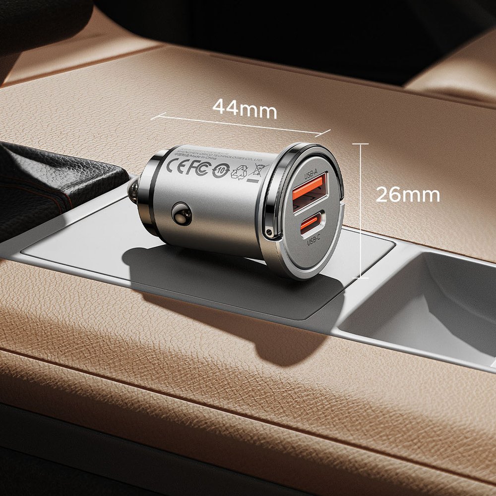 Orico MiniRing Pro 45 W USB-A + USB-C automobilinis įkroviklis – sidabrinis - Image 11