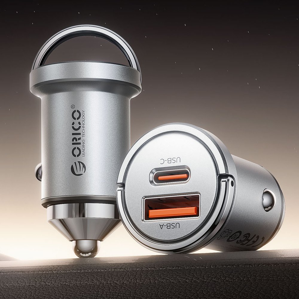 Orico MiniRing Pro 45 W USB-A + USB-C automobilinis įkroviklis – sidabrinis - Image 3