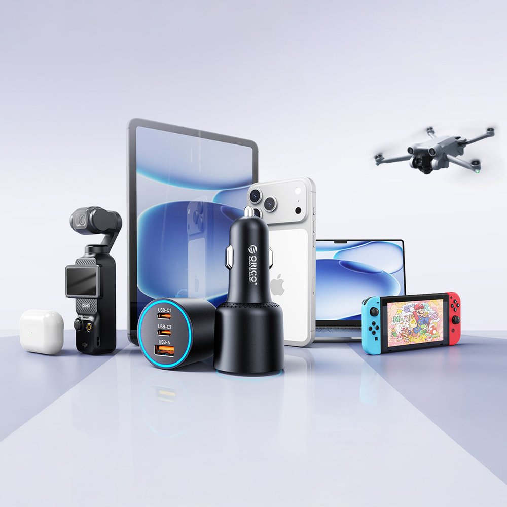 Orico HyperDrive 165 W USB-A + 2×USB-C automobilinis įkroviklis – juodas - Image 3