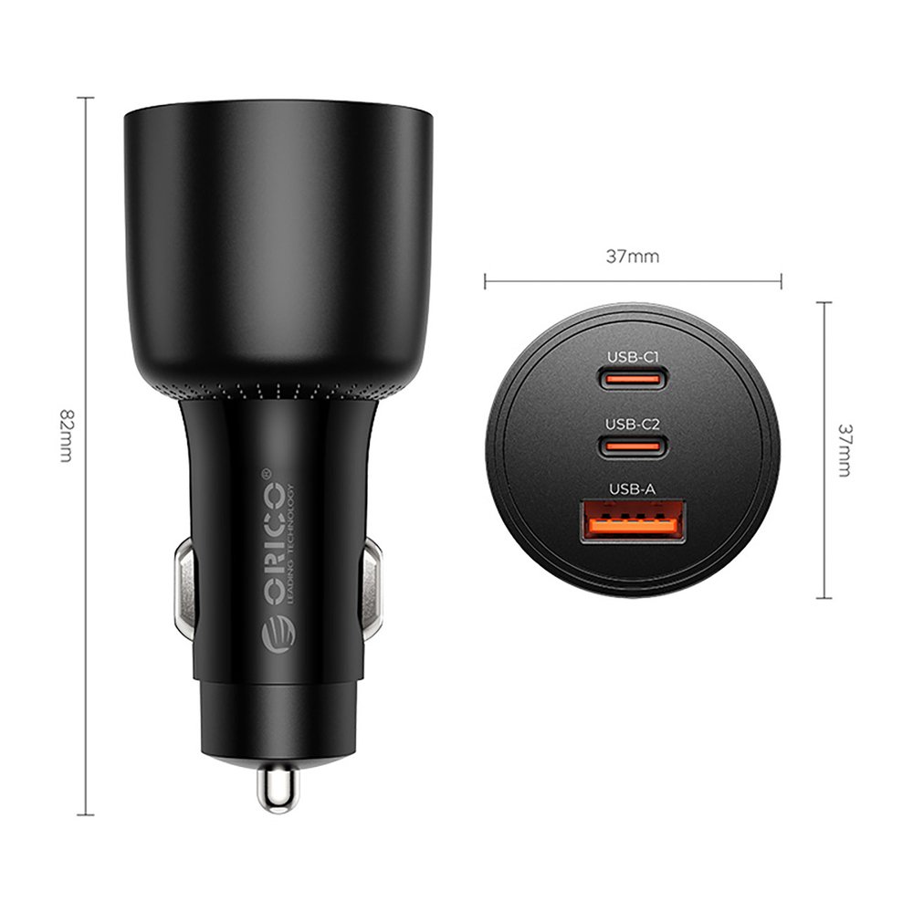 Orico PowerLink 165 W USB-A + 2×USB-C automobilinis įkroviklis – juodas - Image 2