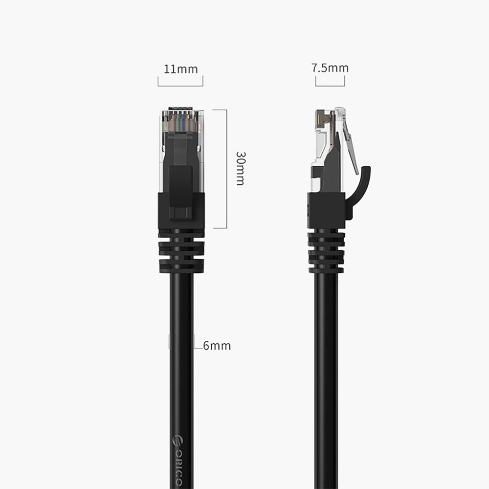 Orico PUG-C6 CAT6 apvalus RJ45 tinklo kabelis 1000 Mbps, 20 m – juodas - Image 3