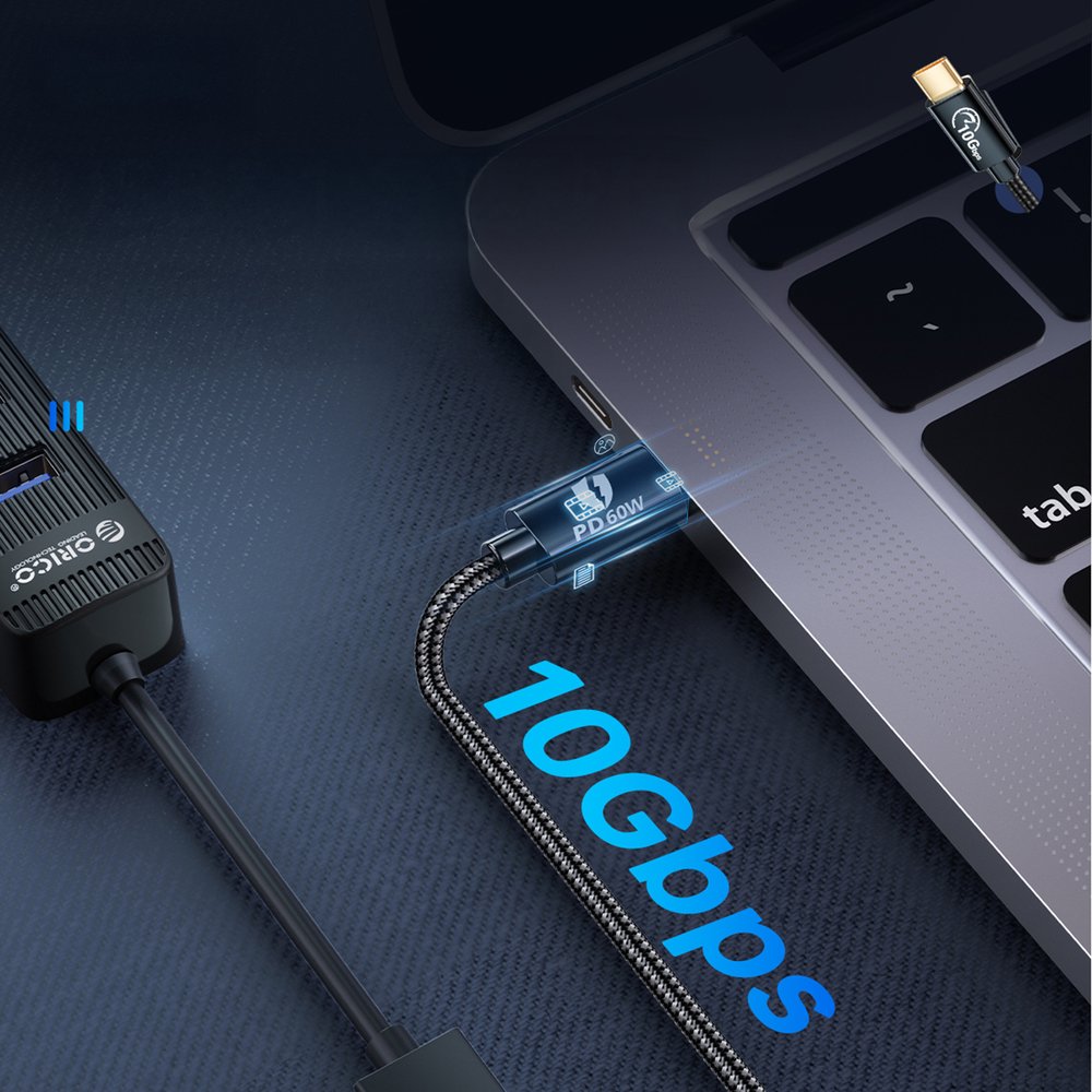 Orico CAF31 USB-C – USB-A 3.1 Gen 2 OTG adapteris 10 Gbps, 30 cm – juodas - Image 3