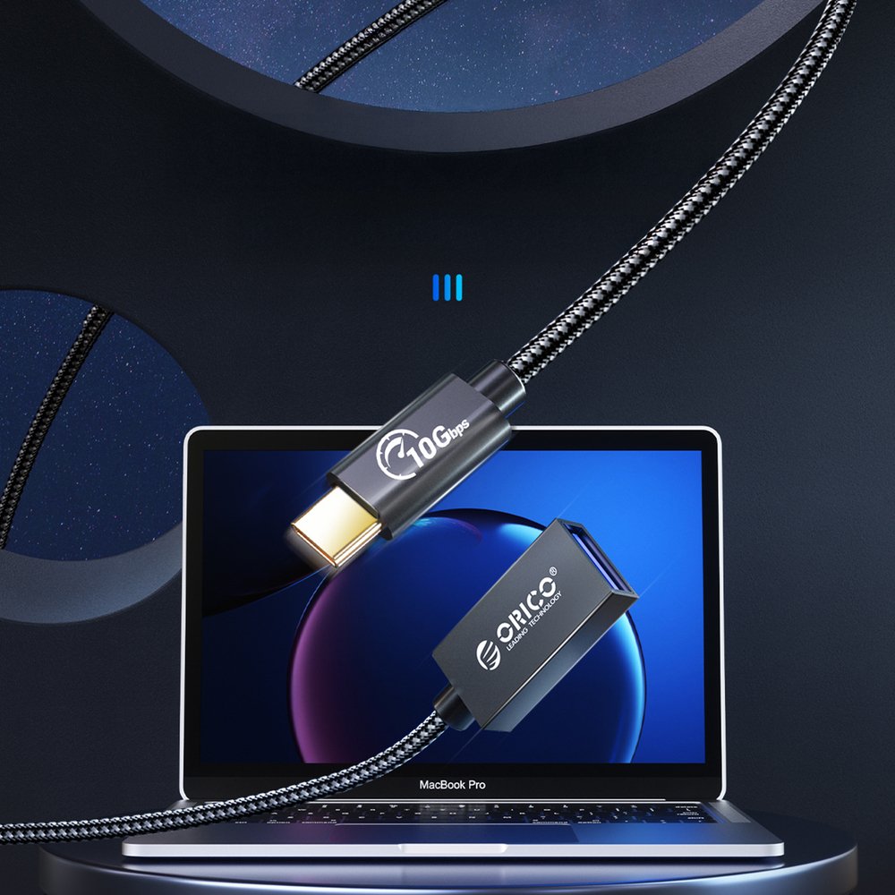 Orico CAF31 USB-C – USB-A 3.1 Gen 2 OTG adapteris 10 Gbps, 30 cm – juodas - Image 6
