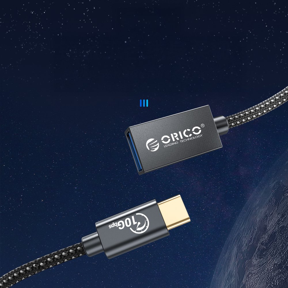 Orico CAF31 USB-C – USB-A 3.1 Gen 2 OTG adapteris 10 Gbps, 1 m – juodas - Image 2