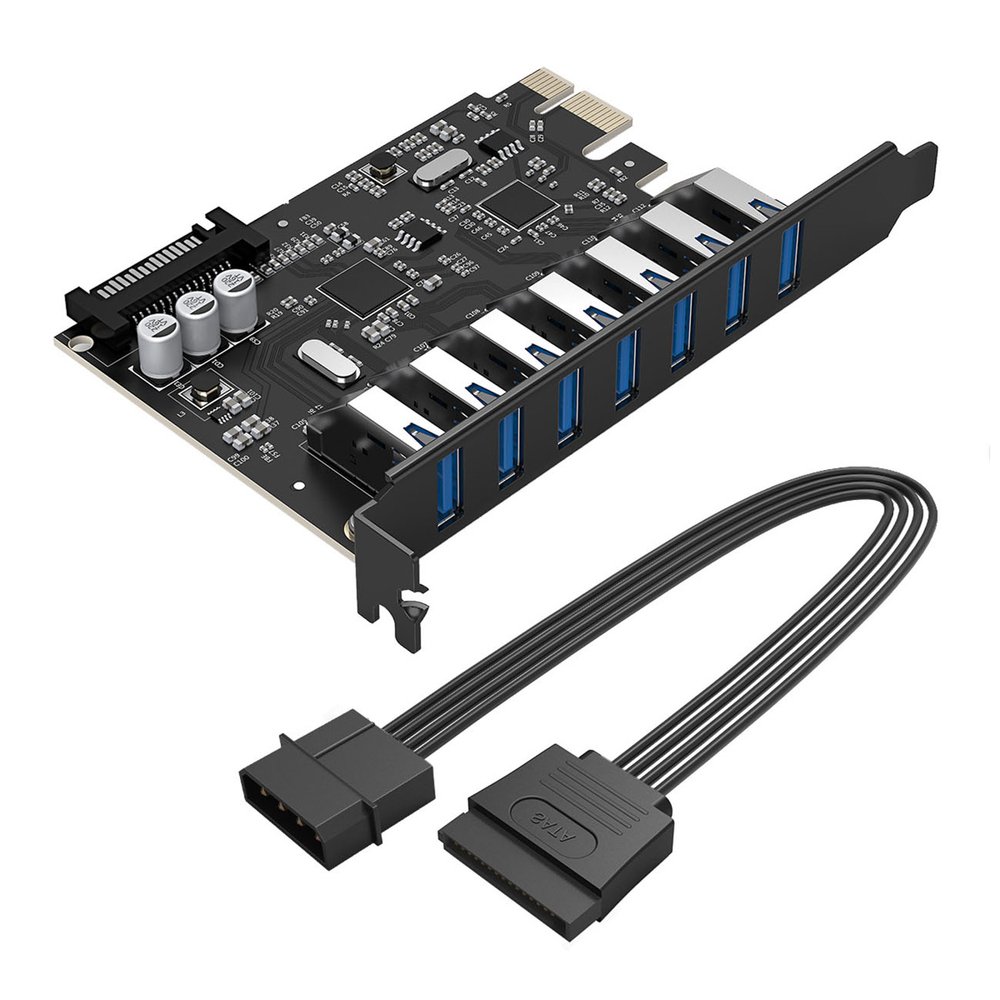 Orico PVU3 PCI-E 7x USB 3.0 Expansion Card for Desktop - Black