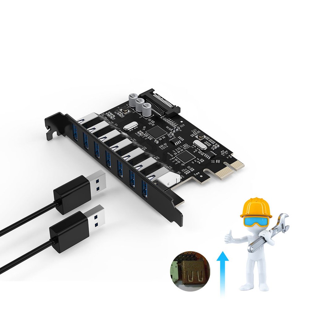 Orico PVU3 PCI-E išplėtimo plokštė su 7×USB 3.0 – juoda - Image 11
