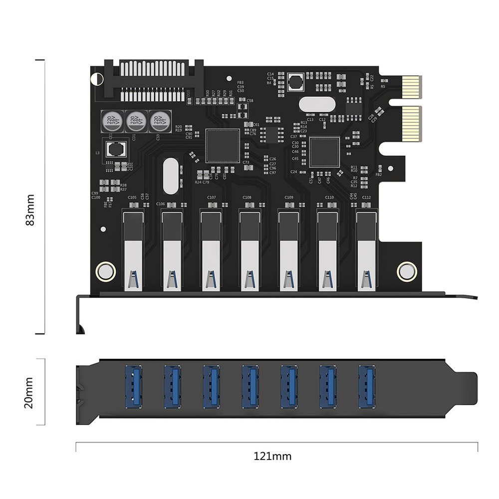 Orico PVU3 PCI-E išplėtimo plokštė su 7×USB 3.0 – juoda - Image 8