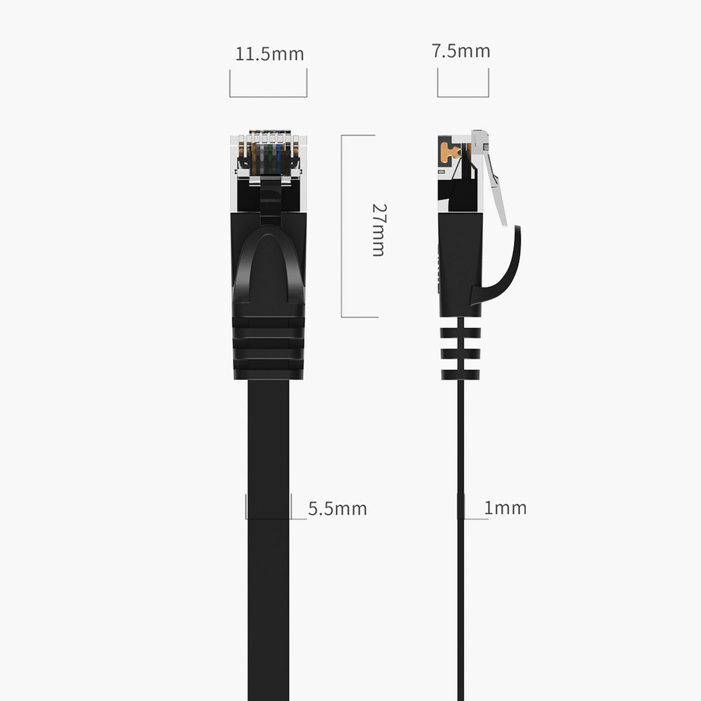 Orico PUG-C7B CAT7 plokščias RJ45 tinklo kabelis 10 Gbps, 8 m – juodas - Image 9