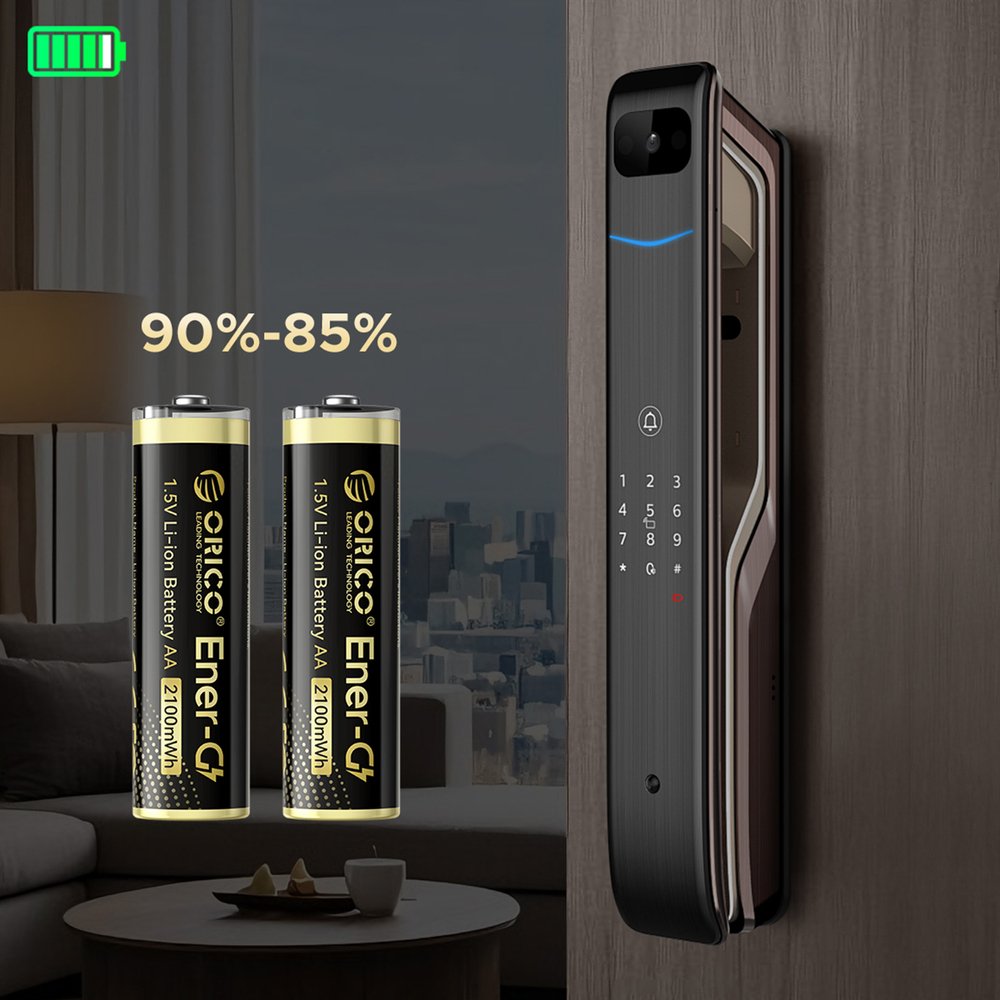 Orico Ener-G EG5C 1,5 V 2100 mWh AA ličio USB-C įkraunamos baterijos, 2 vnt. - Image 6
