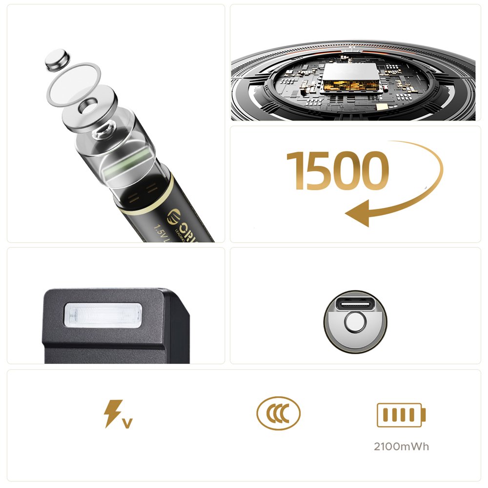 Orico Ener-G EG5C 1,5 V 2100 mWh AA ličio USB-C įkraunamos baterijos, 4 vnt. - Image 3
