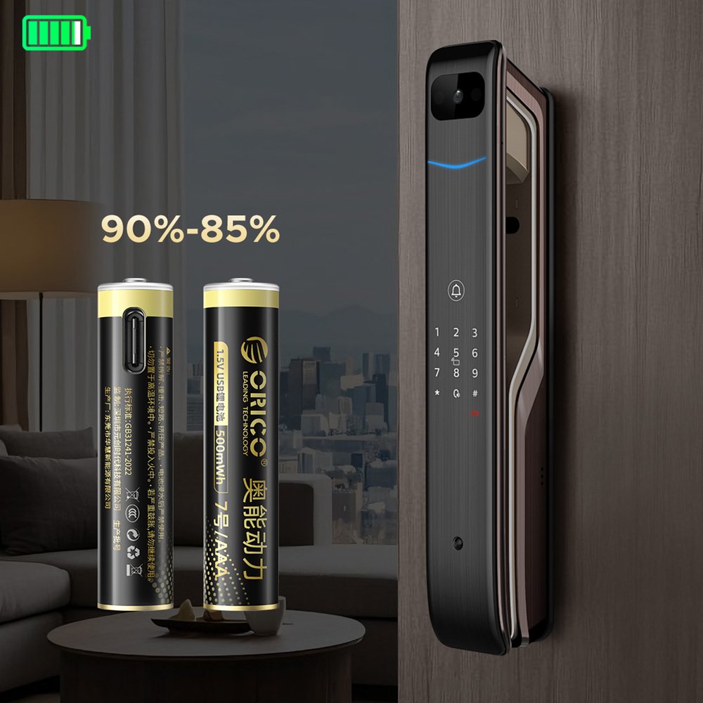Orico Ener-G EG7C 1,5 V 500 mWh AAA ličio USB-C įkraunamos baterijos, 2 vnt. - Image 7