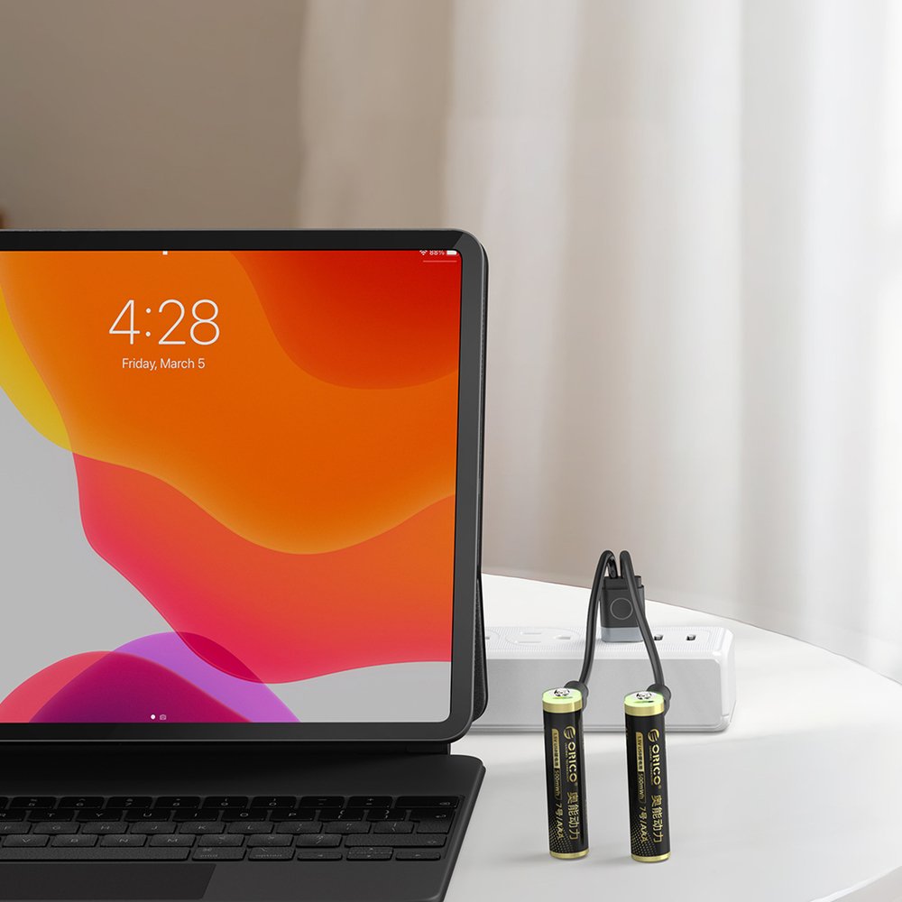 Orico Ener-G EG7C 1,5 V 500 mWh AAA ličio USB-C įkraunamos baterijos, 4 vnt. - Image 5