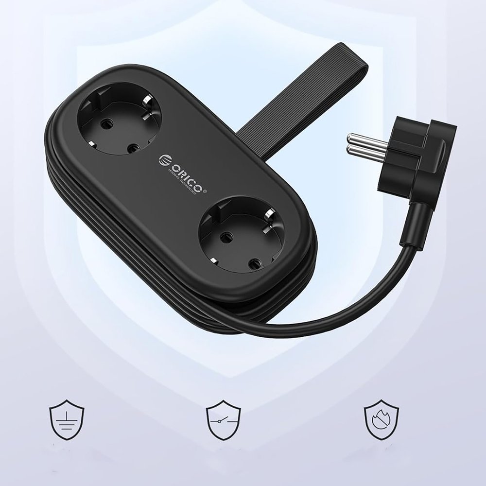 Orico AP3 20 W GaN 5 viename maitinimo ilgintuvas su 2×AC, 2×USB-A ir 1×USB-C – juodas - Image 5