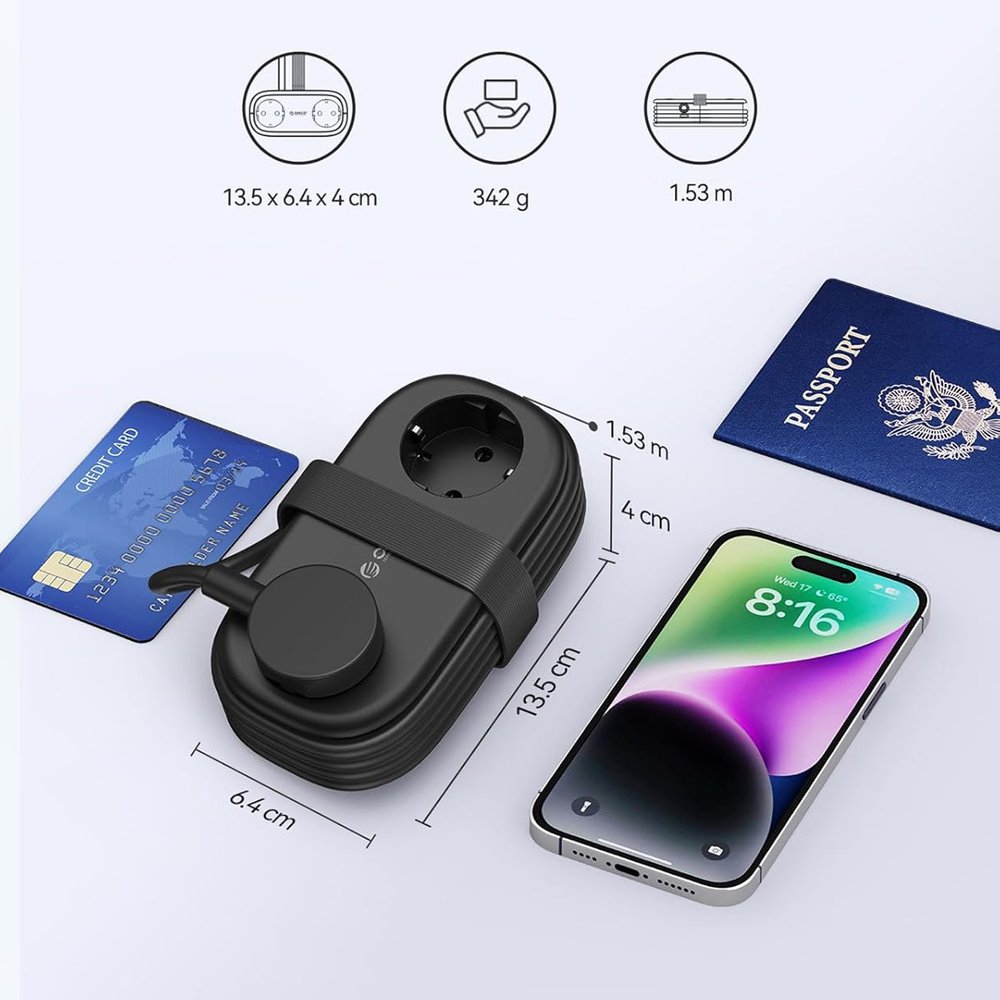 Orico AP3 20 W GaN 5 viename maitinimo ilgintuvas su 2×AC, 2×USB-A ir 1×USB-C – juodas - Image 2