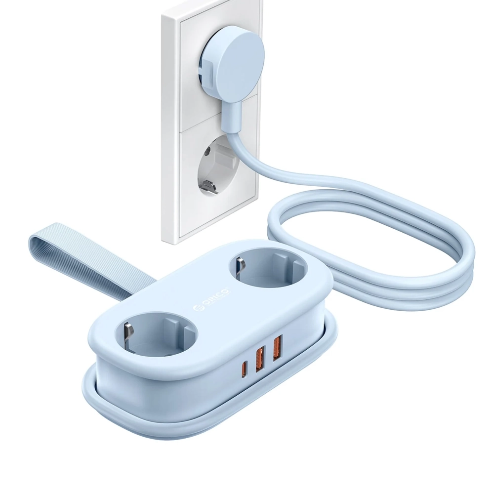 Orico AP3 20W GaN 5in1 Power Strip 2x AC + 2x USB-A + 1x USB-C - Blue