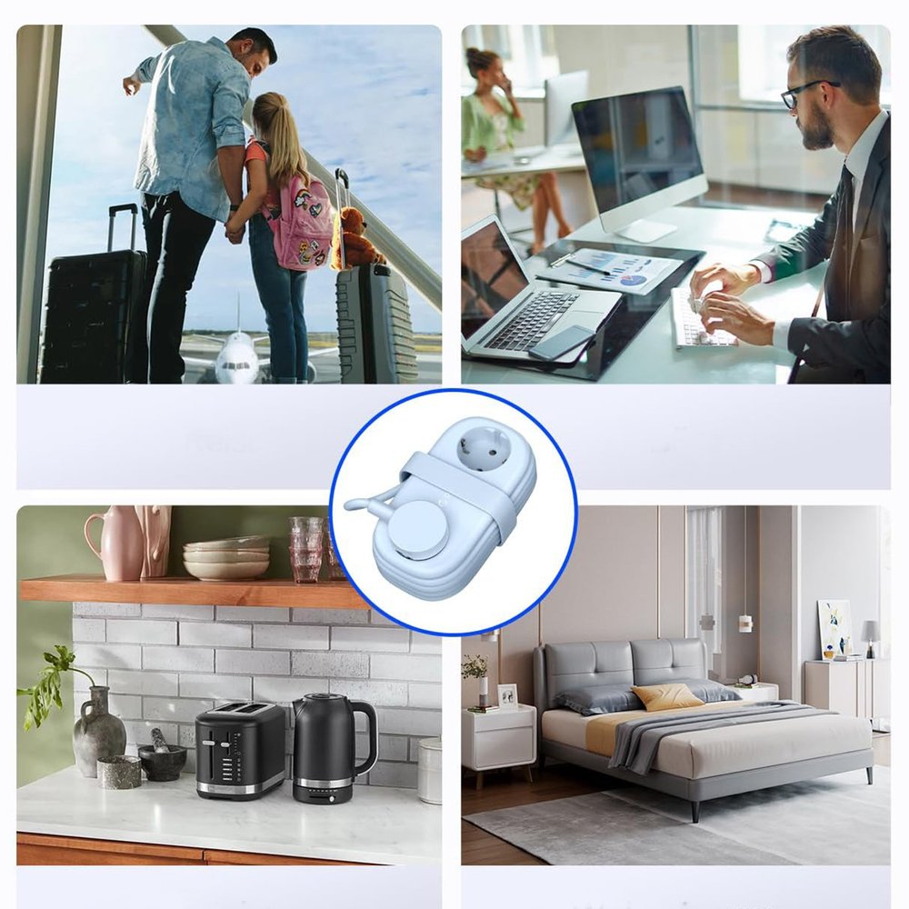 Orico AP3 20 W GaN 5 viename maitinimo ilgintuvas su 2×AC, 2×USB-A ir 1×USB-C – mėlynas - Image 6