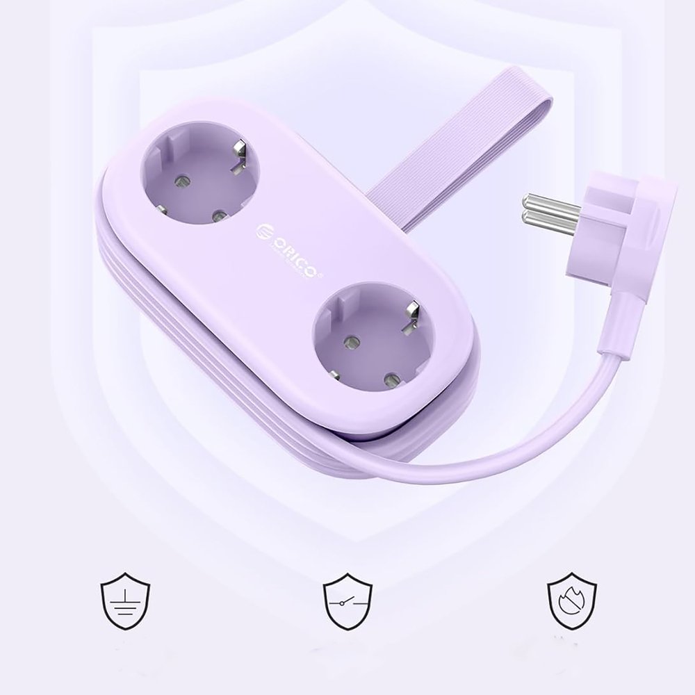 Orico AP3 65 W GaN 6 viename maitinimo ilgintuvas su 2×AC, 2×USB-A ir 2×USB-C – violetinis - Image 3