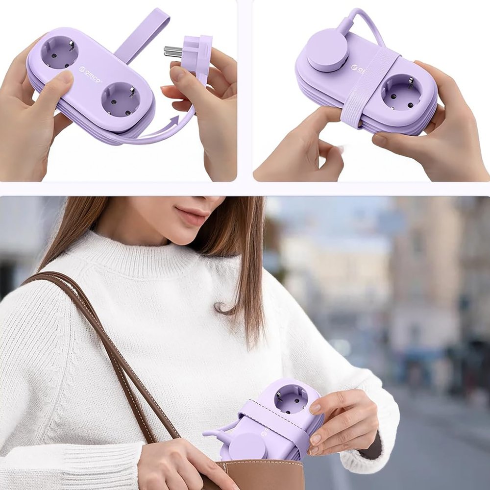 Orico AP3 65 W GaN 6 viename maitinimo ilgintuvas su 2×AC, 2×USB-A ir 2×USB-C – violetinis - Image 4