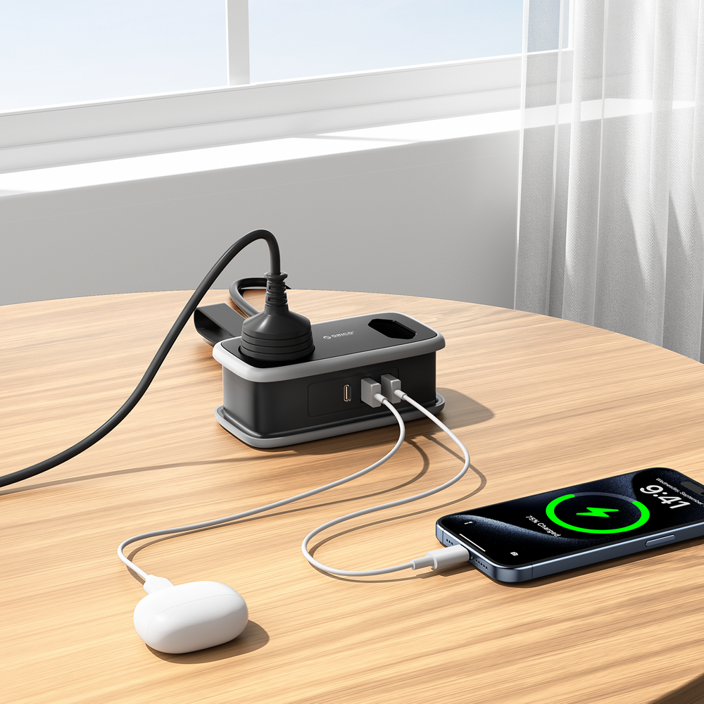 Orico APP 15,5 W 5 viename maitinimo ilgintuvas su 2×AC, 2×USB-A ir 1×USB-C – juodas - Image 10