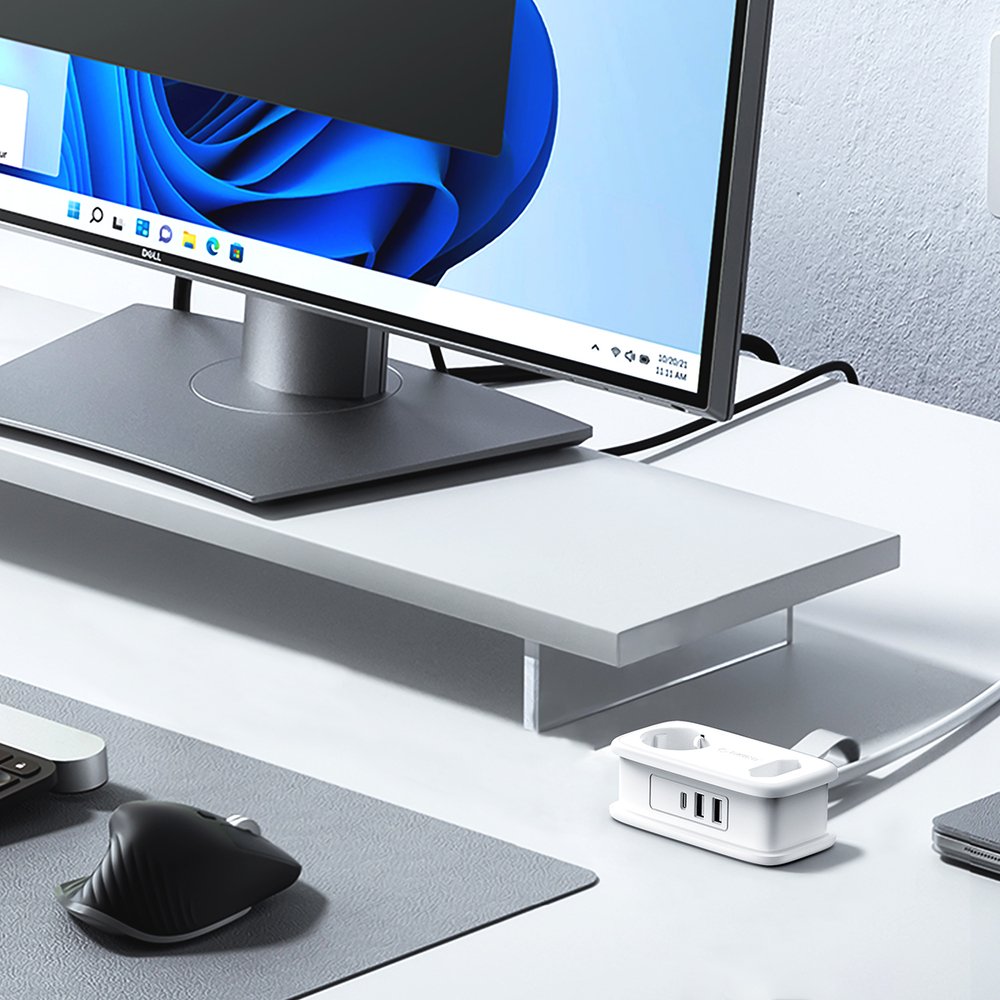 Orico APP 15,5 W 5 viename maitinimo ilgintuvas su 2×AC, 2×USB-A ir 1×USB-C – baltas - Image 4