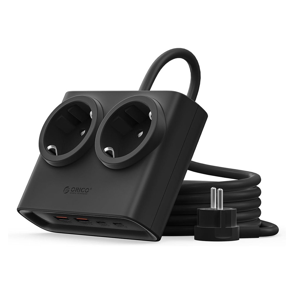 Orico PDC25 25W 6in1 Power Strip 2x AC + 2x USB-A + 2x USB-C - Black