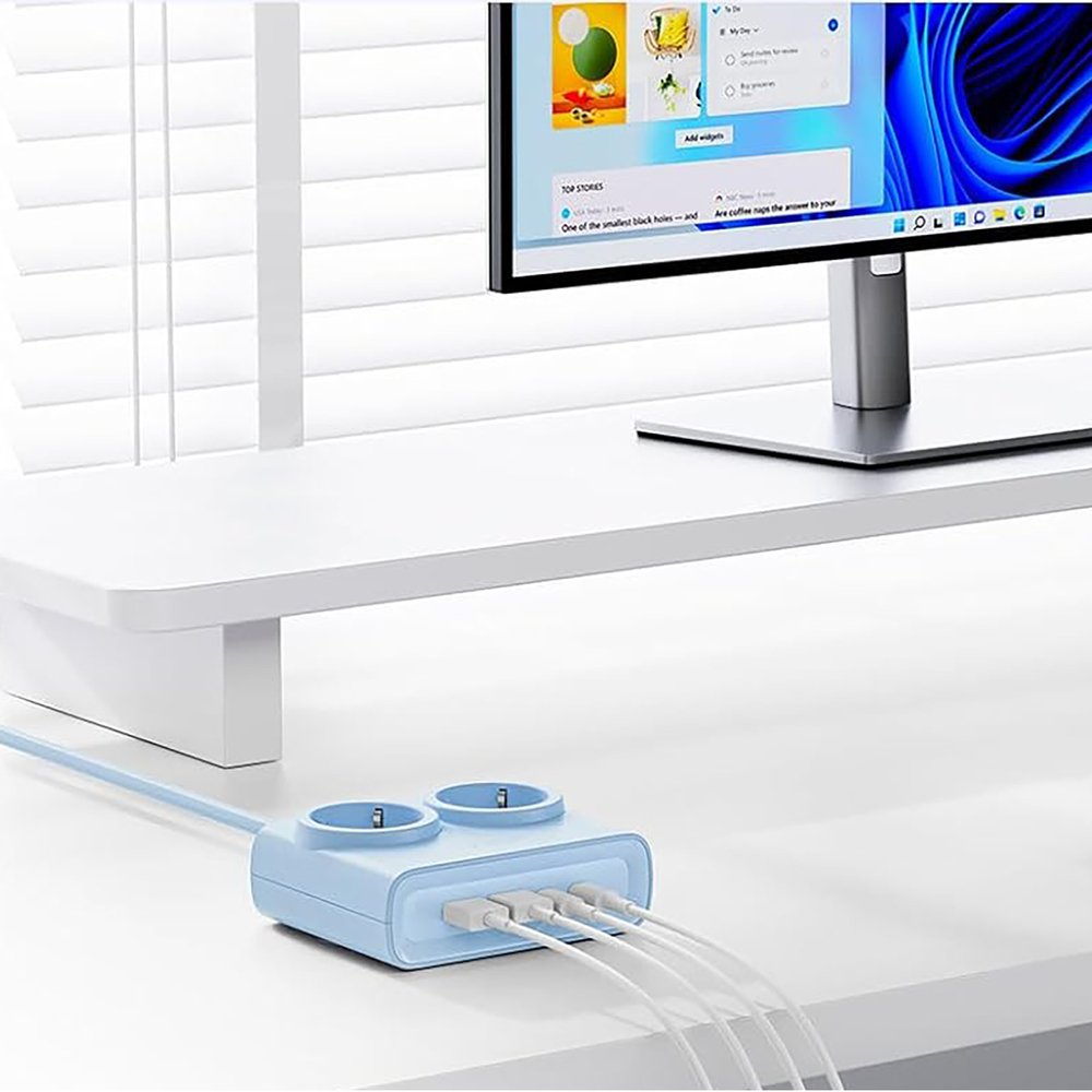 Orico PDC25 25 W 6 viename maitinimo ilgintuvas su 2×AC, 2×USB-A ir 2×USB-C – mėlynas - Image 2
