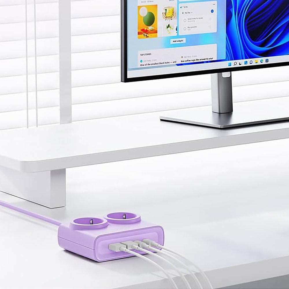 Orico PDC25 25 W 6 viename maitinimo ilgintuvas su 2×AC, 2×USB-A ir 2×USB-C – violetinis - Image 2