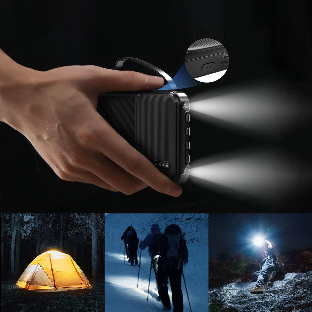Wozinsky W11-B 10000 mAh 10 W išorinė baterija su integruotais laidais ir žibintuvėliu – juoda - Image 4