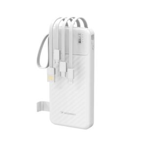 Wozinsky W11-W 10000mAh 10W Powerbank with Built-in Cables and Flashlight - White