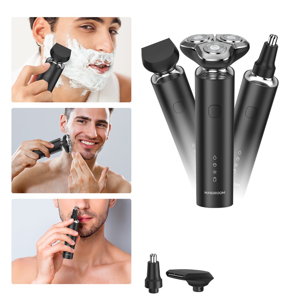 MAXGROOM BS-8012A 3 viename elektrinė skutimosi mašinėlė – juoda - Image 2
