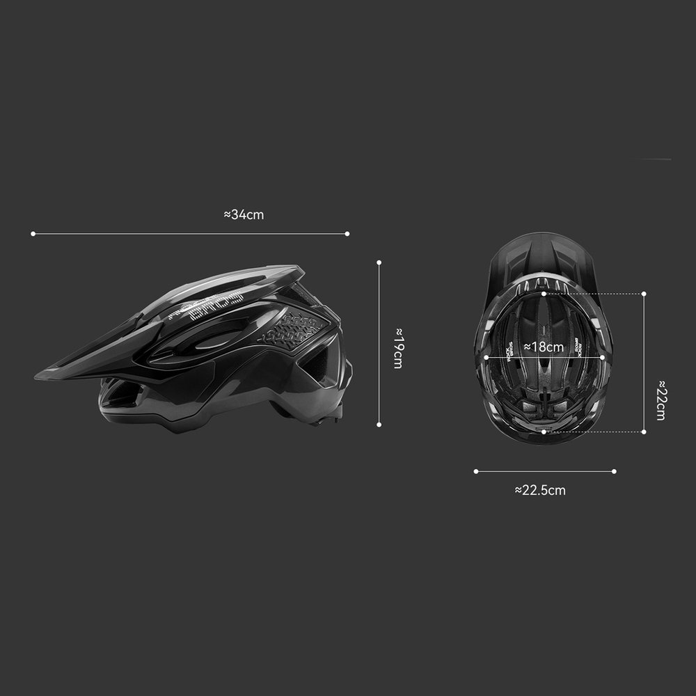 Rockbros LK-99 kalnų dviračio šalmas su reguliuojamu skydeliu ir magnetiniu užsegimu 58–62 cm – juodas - Image 11