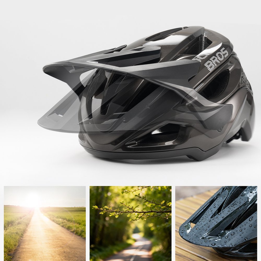 Rockbros LK-99 kalnų dviračio šalmas su reguliuojamu skydeliu ir magnetiniu užsegimu 58–62 cm – juodas - Image 3