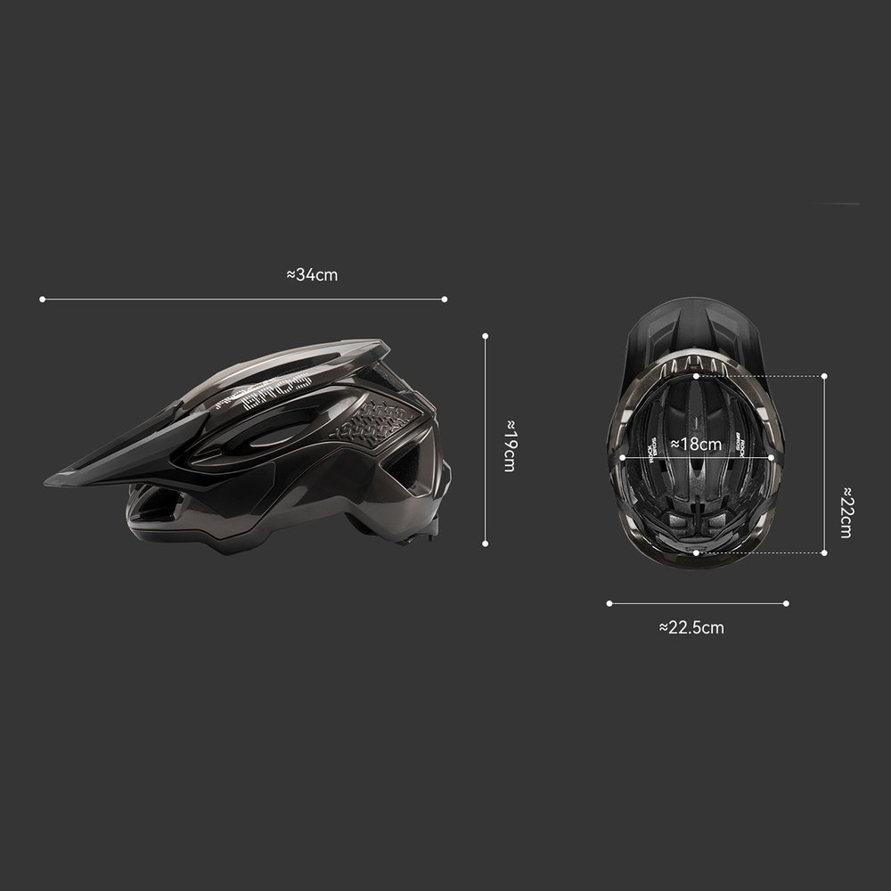Rockbros LK-99 kalnų dviračio šalmas su reguliuojamu skydeliu ir magnetiniu užsegimu 58–62 cm – titano spalvos - Image 11
