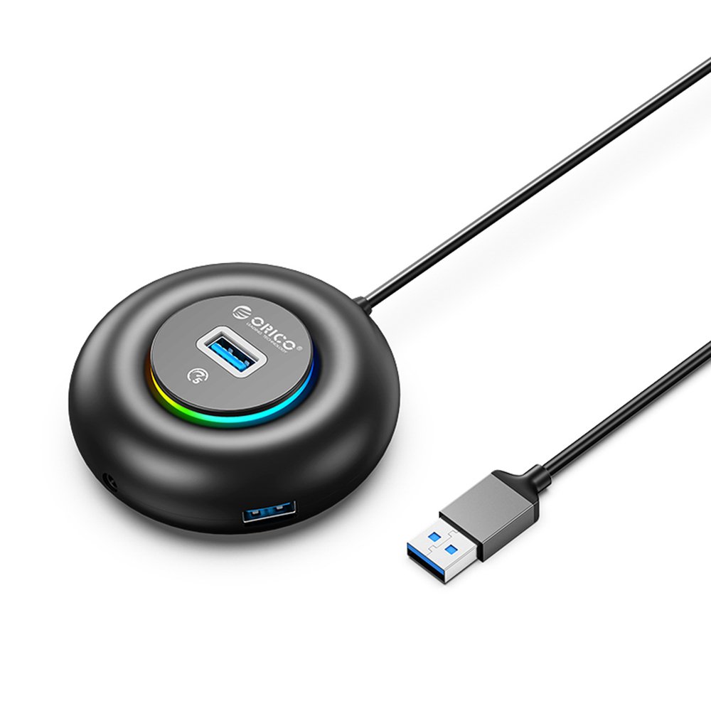 Orico YXR4-U3 RGB USB Hub 4-Port USB-A 3.0 with Audio/Microphone Port 0.3m - Black