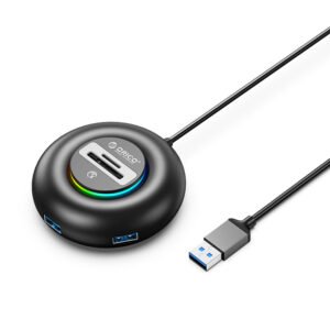 Orico YXR5-U3 RGB USB Hub 4-Port USB-A 3.0 with SD and microSD Card Reader 0.3m - Black