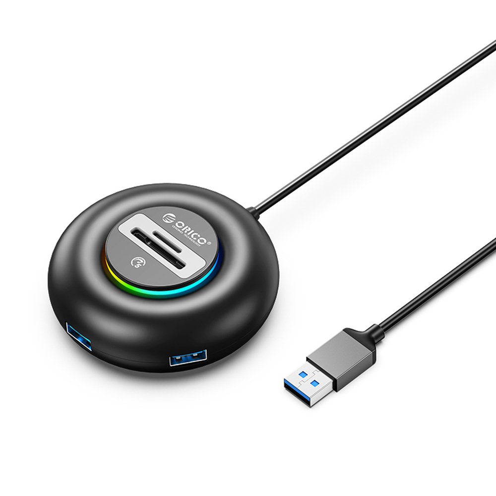 Orico YXR4 RGB USB Hub 4-Port USB-A 3.0 with SD and microSD Reader 1.8m - Black