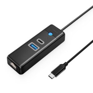 Orico PWCUR-C3 3-port USB hub 1x USB-A 3.0 1x USB-C 3.0 1x RJ45 Gigabit Ethernet 0.15 m - black