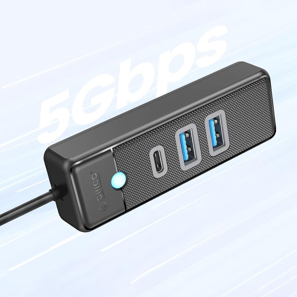 Orico PWC2U-U3 USB šakotuvas 3 prievadų (2×USB-A 3.0, 1×USB-C 3.0), 1 m – juodas - Image 4